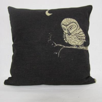 1 Piece of Black Owl Pillow Cushion Cover Decorative Linen Pillowcase 18"