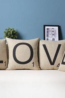 1 Set Of Love Wording Pillow Cushion Cover Wedding Linen Pillowcases Pillow Cover Car Pillowcase 18 By 18 Inches